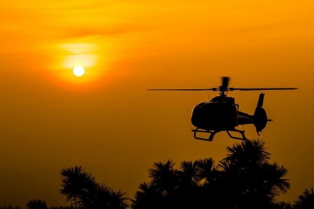 helicopter in sunset
