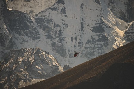 Helicopter Flying in Everest region